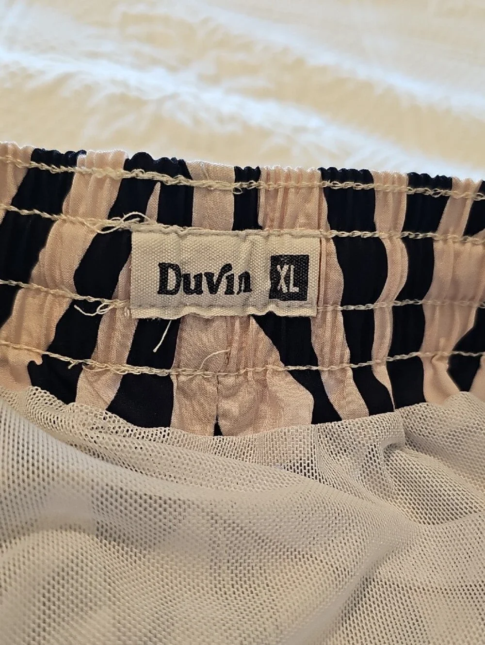 Men's Zebra Print Swim Trunks with Color Stripe Accent - Black & White